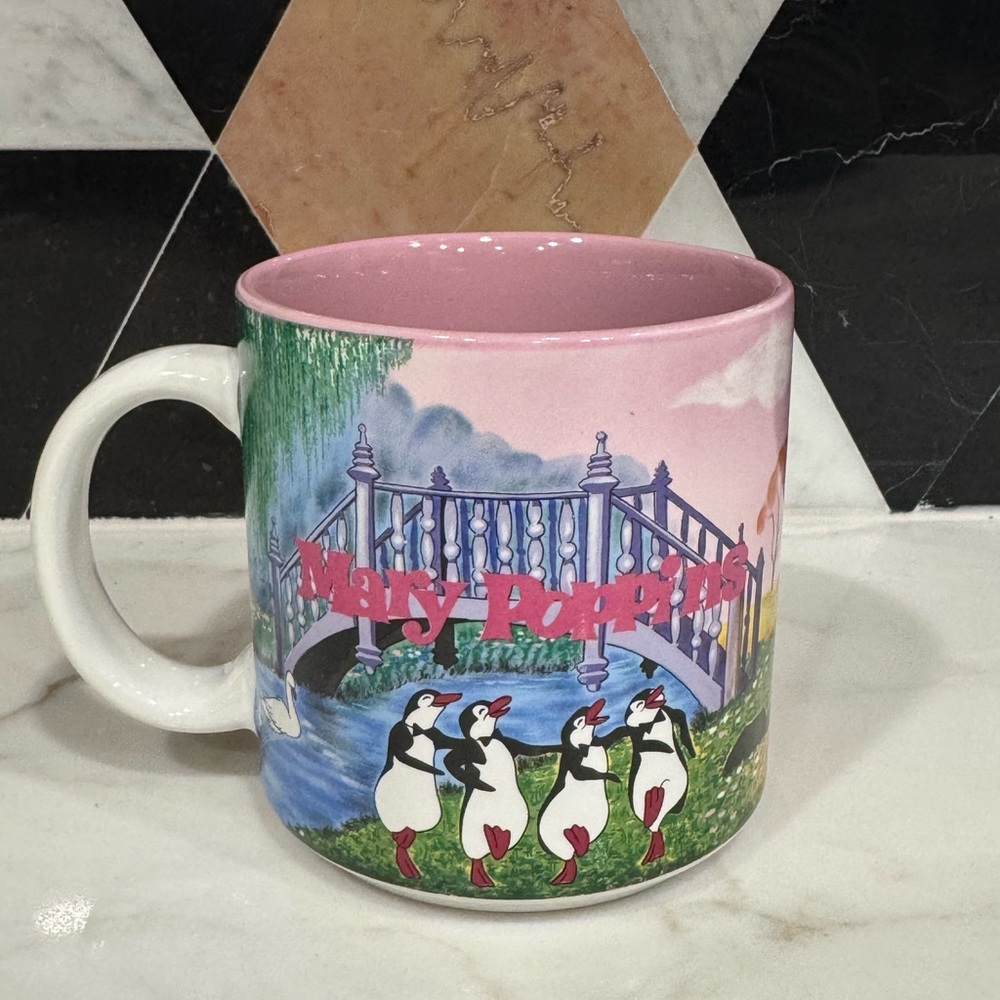 Vintage Mary Poppins Pink and White Mug
